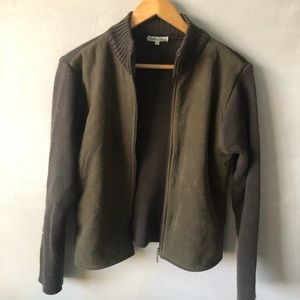 knitted suede brown jacket